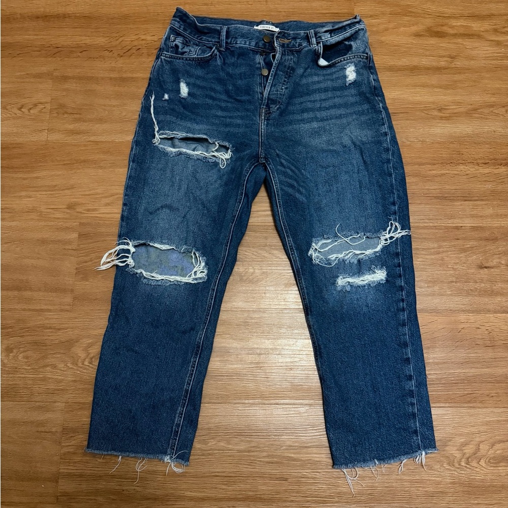 Forever 21 Dark and Light Blue Denim cut Jeans